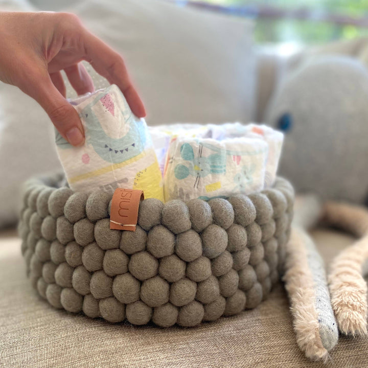 Felt Basket Solution for Nursery Diapers or Toys