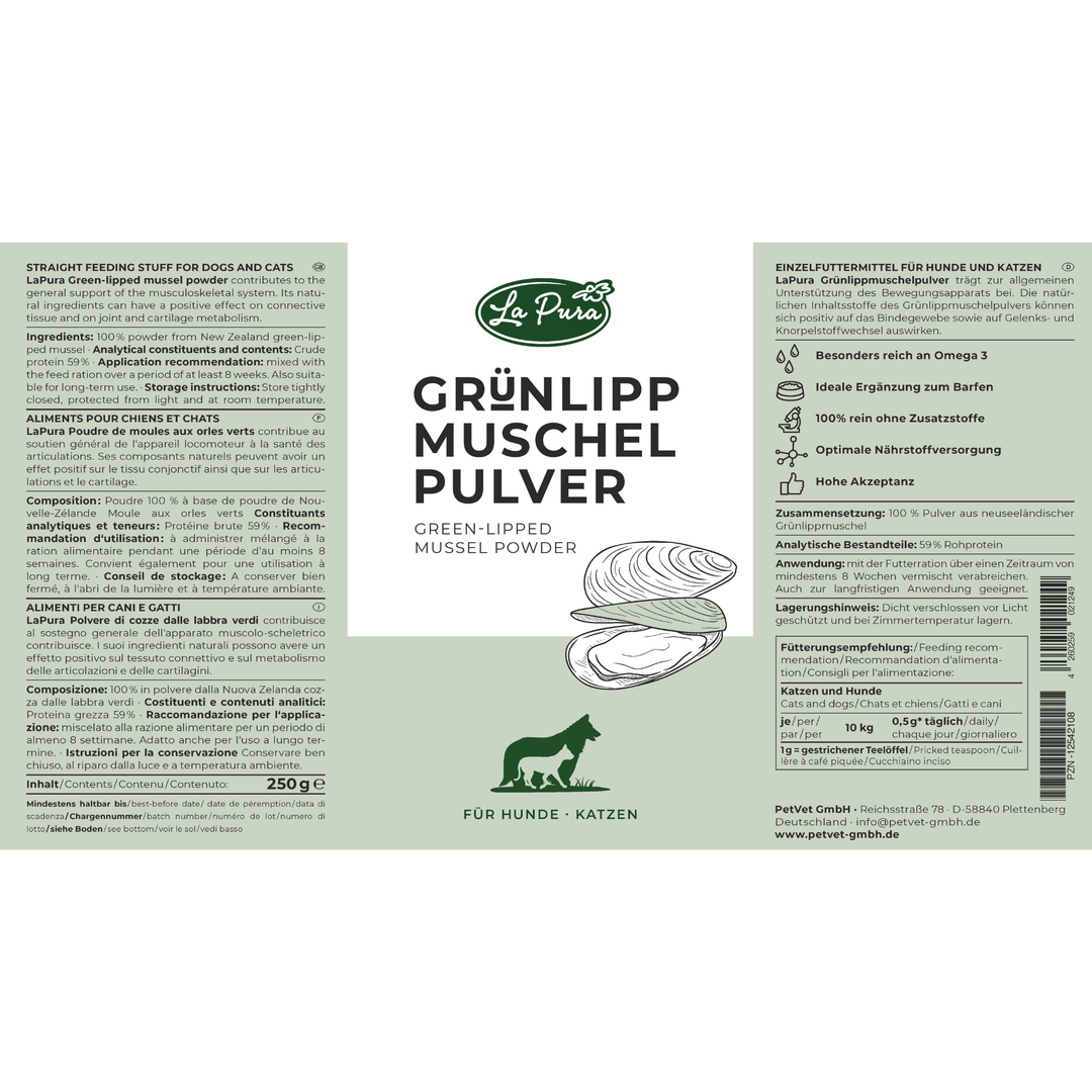 Pó de mexilhão de lábio verde LaPura 250g