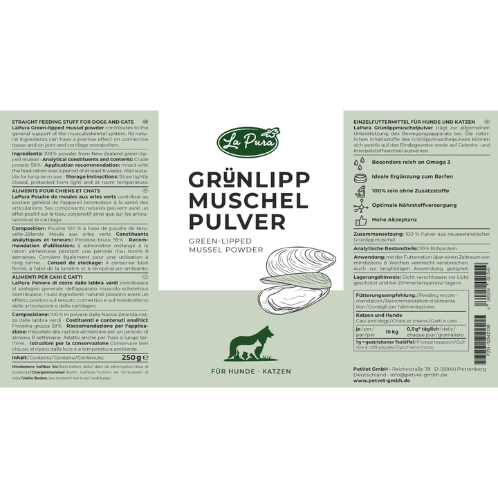 Pó de mexilhão de lábio verde LaPura 250g