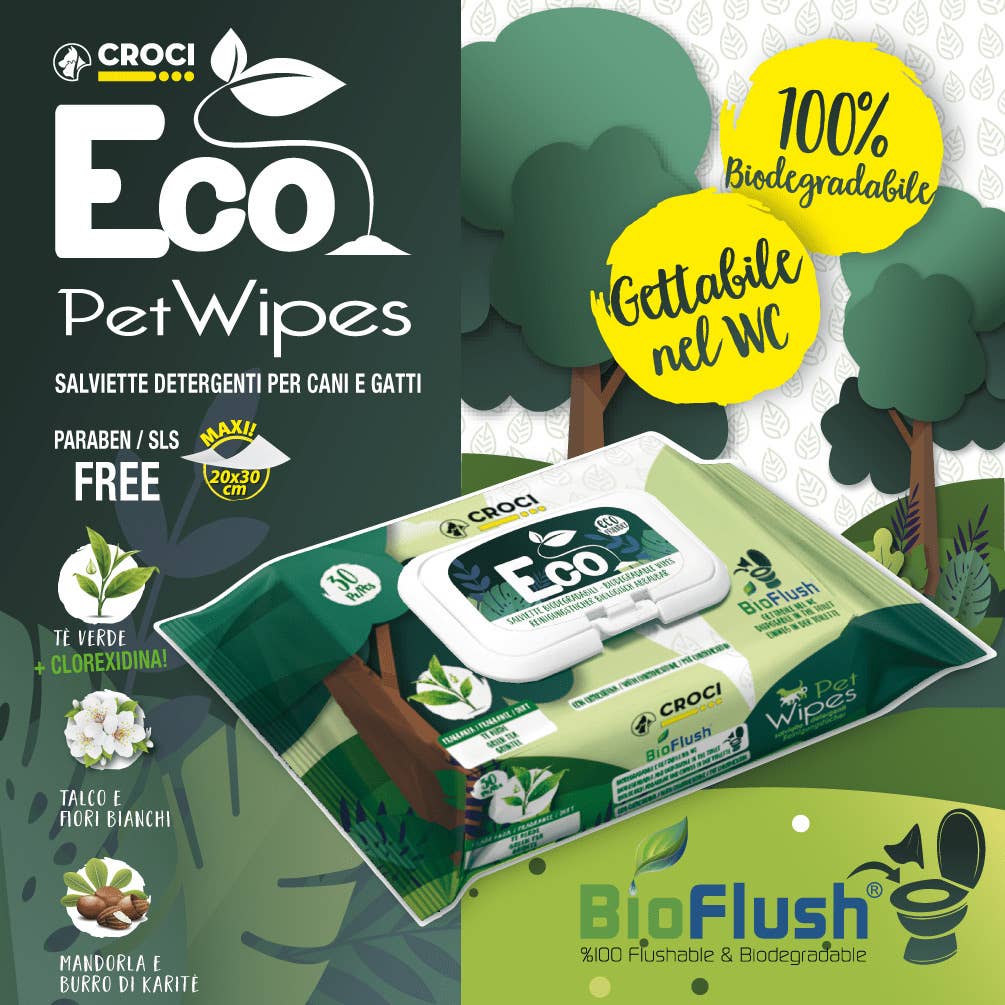 Toalhetes húmidos para cães e gatos - Eco PetWipes - Crosses