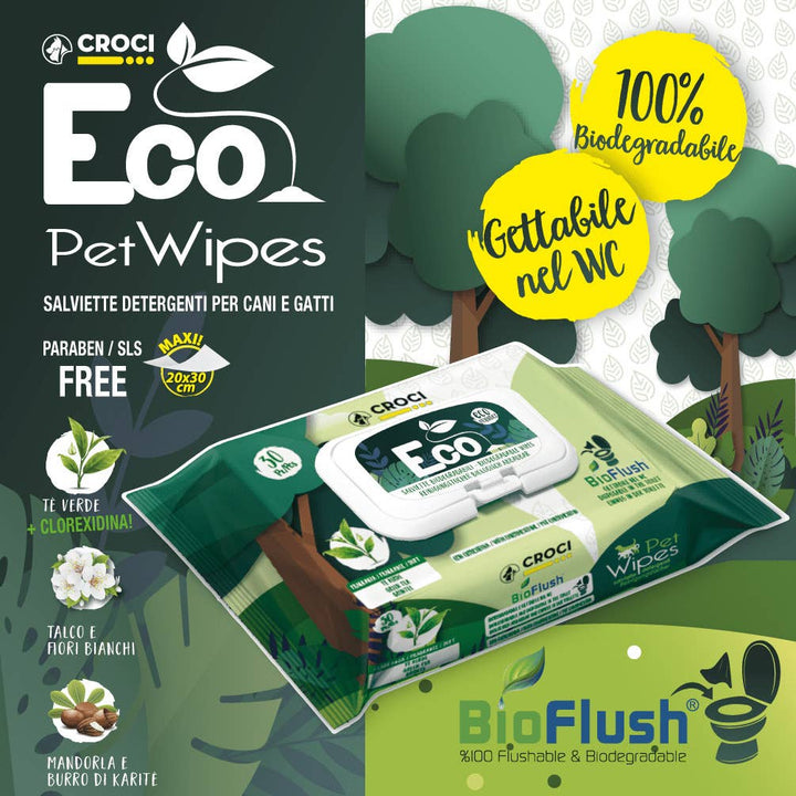 Toalhetes húmidos para cães e gatos - Eco PetWipes - Crosses