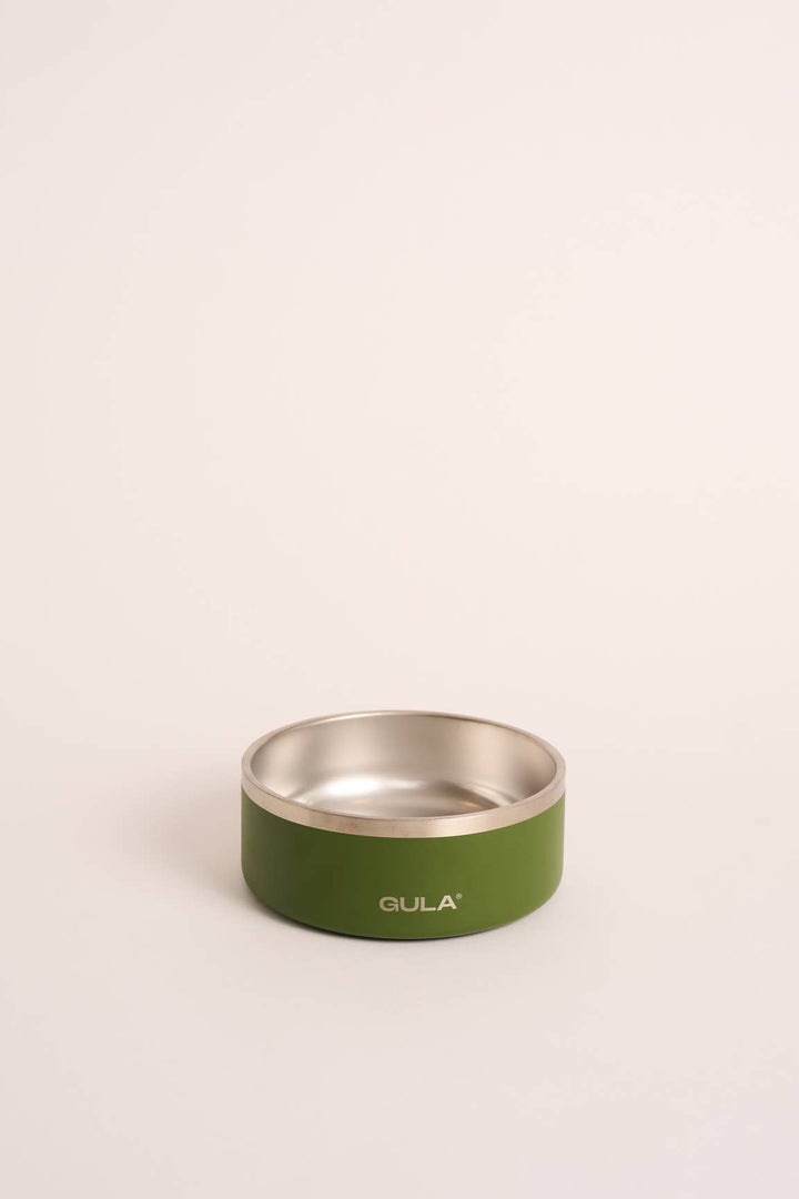 Olive Green Dog Bowl - Double Walled and Insulated