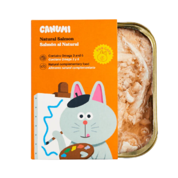 Lata aberta de Salmão ao Natural Canumi para gato

